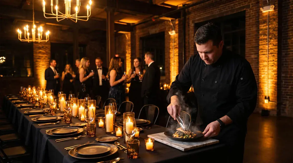 Exquisit gedeckter Tisch bei einem KitchenSurfer Event